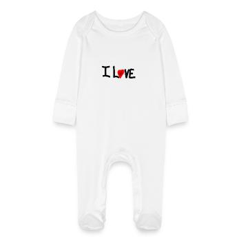i love - Grenouillère bio avec gants Bébé - blanc - Devant