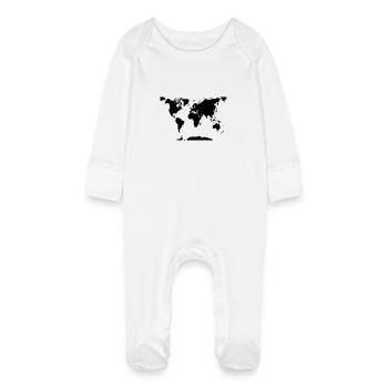 World map - Baby Organic Sleepsuit with Scratch Mitts - white - Front