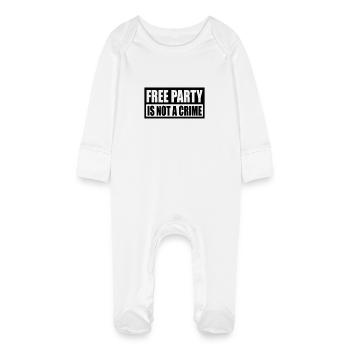 free party is not a crime - Grenouillère bio avec gants Bébé - blanc - Devant