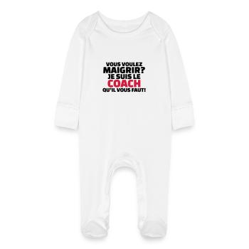 Vous voulez maigrir? je suis le coach - Grenouillère bio avec gants Bébé - blanc - Devant