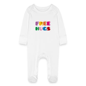 Free Hugs - Baby Bio-Schlafanzug mit Kratzhandschuhen - Weiß - Vorne