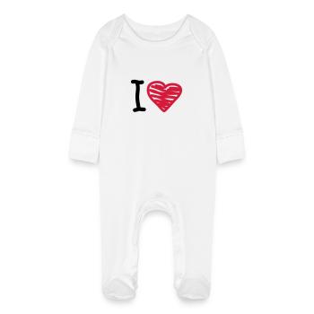 I_love - Grenouillère bio avec gants Bébé - blanc - Devant