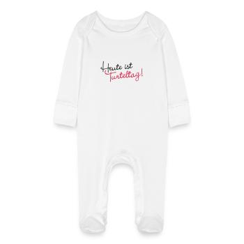 Today is Turteltag - Baby Organic Sleepsuit with Scratch Mitts - white - Front