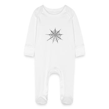 spider web halloween - Baby Bio-Schlafanzug mit Kratzhandschuhen - Weiß - Vorne