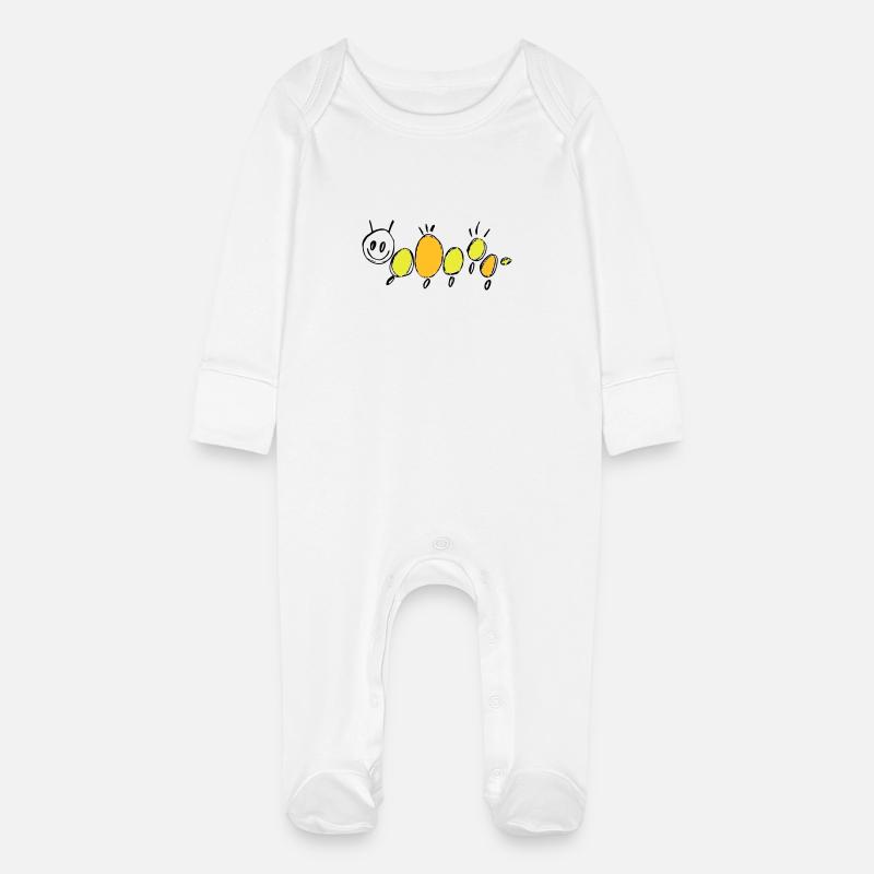 chenille - Grenouillère bio avec gants Bébé - blanc