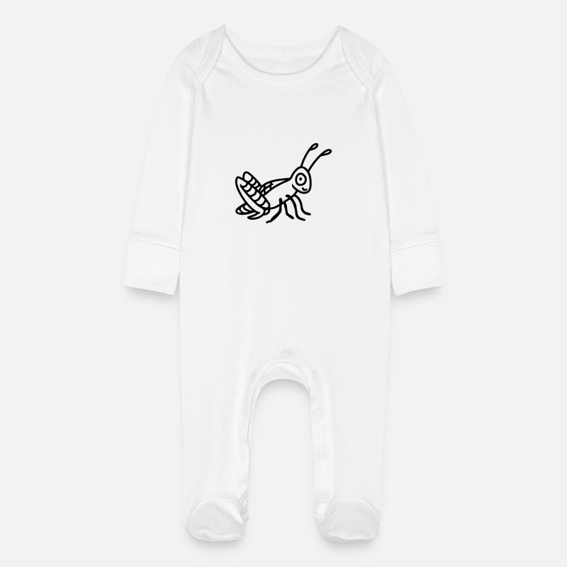 Grasshopper - ligne - Grenouillère bio avec gants Bébé - blanc