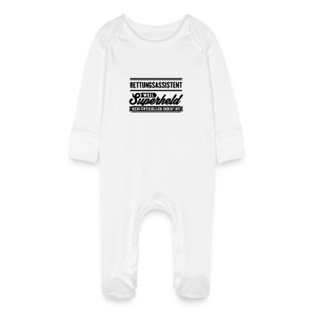 Superheld Rettungsassistent - Baby Bio-Schlafanzug mit Kratzhandschuhen - Weiß - Vorne