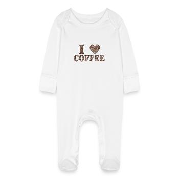love coffee - Baby Organic Sleepsuit with Scratch Mitts - white - Front