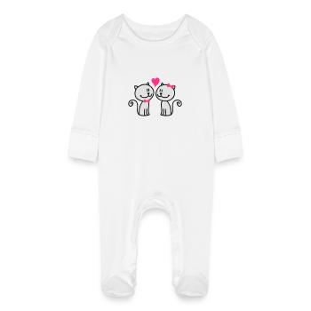 valentine-CATS1 - Grenouillère bio avec gants Bébé - blanc - Devant