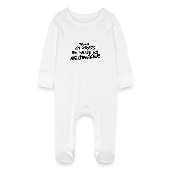 Ich werde Mechaniker! - Baby Bio-Schlafanzug mit Kratzhandschuhen - Weiß - Vorne