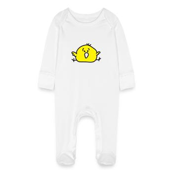 dickes Vögelchen - Baby Bio-Schlafanzug mit Kratzhandschuhen - Weiß - Vorne