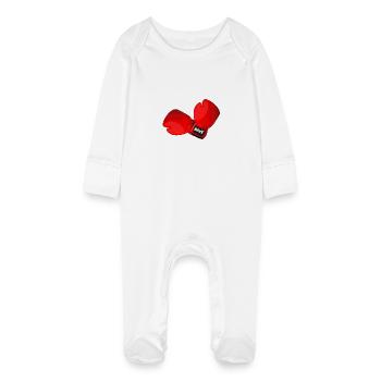 Boxing Gloves - Baby Organic Sleepsuit with Scratch Mitts - white - Front