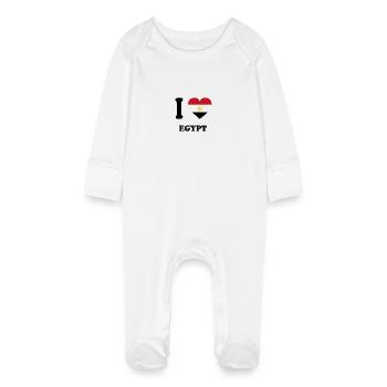 i love home country gifts EGYPT - Baby Organic Sleepsuit with Scratch Mitts - white - Front