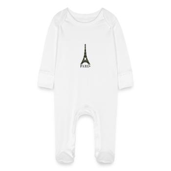 Eiffel Tower - Baby Organic Sleepsuit with Scratch Mitts - white - Front