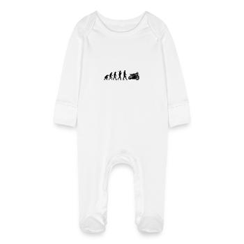 Motorcycle Superbike Evolution Gift - Baby Organic Sleepsuit with Scratch Mitts - white - Front