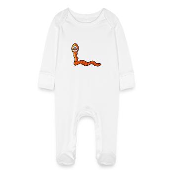 Regenwurm Wurm - Baby Bio-Schlafanzug mit Kratzhandschuhen - Weiß - Vorne