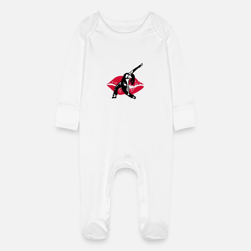 Dance Lipps - Baby Organic Sleepsuit with Scratch Mitts - white