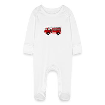 Fire Department Firefighter Firefighter Firetruck Fire - Baby Organic Sleepsuit with Scratch Mitts - white - Front