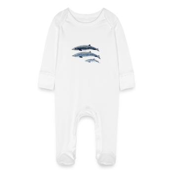 Blainville's beaked whale - zifio - Baleine à bec - Baby Organic Sleepsuit with Scratch Mitts - white - Front