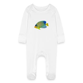 fish - Baby Organic Sleepsuit with Scratch Mitts - white - Front