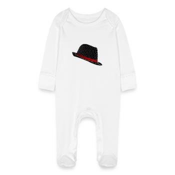 Chapeau élégant dans la conception de rayures. - Grenouillère bio avec gants Bébé - blanc - Devant