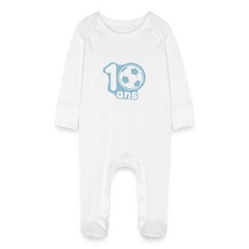 10 years balloon foot1 - Baby Organic Sleepsuit with Scratch Mitts - white - Front