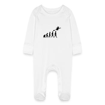 sorcière, sorcellerie, sorcière balai de sorcière magie zaubern4 - Grenouillère bio avec gants Bébé - blanc - Devant