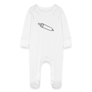 rolling_pin - Baby Organic Sleepsuit with Scratch Mitts - white - Front