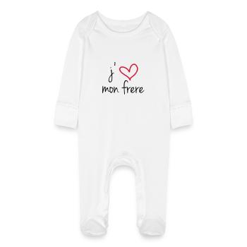 J'aime mon frère - Grenouillère bio avec gants Bébé - blanc - Devant