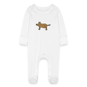 Dog - Baby Organic Sleepsuit with Scratch Mitts - white - Front