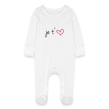 Je t'aime - Baby Organic Sleepsuit with Scratch Mitts - white - Front