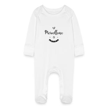 Merveilleuse maman - Grenouillère bio avec gants Bébé - blanc - Devant