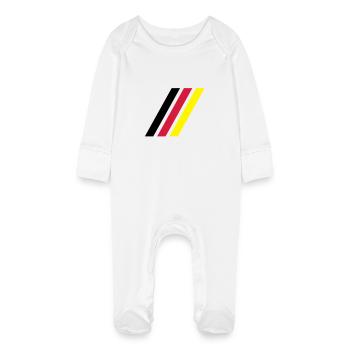 german stripe flag - Baby Organic Sleepsuit with Scratch Mitts - white - Front