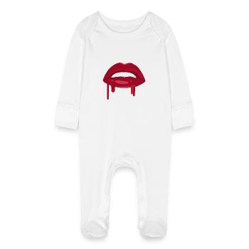 Juicy Lips Rot - Baby Bio-Schlafanzug mit Kratzhandschuhen - Weiß - Vorne