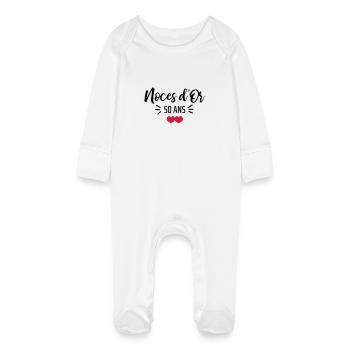 noces d'Or - Grenouillère bio avec gants Bébé - blanc - Devant