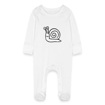 Schnecke 5.1 - Baby Bio-Schlafanzug mit Kratzhandschuhen - Weiß - Vorne