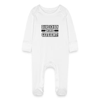 da wo ich bin wird gefeiert - Baby Bio-Schlafanzug mit Kratzhandschuhen - Weiß - Vorne