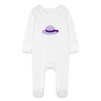 hat - Baby Organic Sleepsuit with Scratch Mitts - white - Front