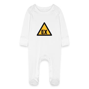 Hazard Symbol - Explosion Danger (2-color) - Baby Organic Sleepsuit with Scratch Mitts - white - Front