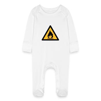 Hazard Symbol - Flammable (2-color) - Baby Organic Sleepsuit with Scratch Mitts - white - Front