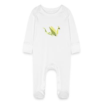 Origami: Drache (Pergament-Optik) - Baby Organic Sleepsuit with Scratch Mitts - white - Front