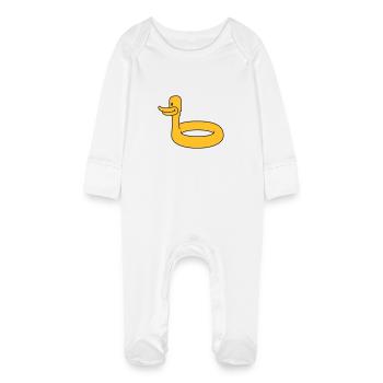 Duck Swimming Ring - Grenouillère bio avec gants Bébé - blanc - Devant