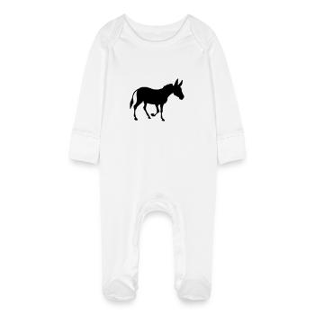 Âne - Grenouillère bio avec gants Bébé - blanc - Devant
