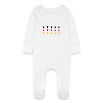 German Flag Stars Design - Baby Organic Sleepsuit with Scratch Mitts - white - Front
