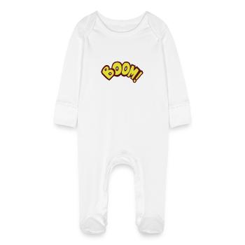 boom geek gamer fun quote gaming comics - Baby Organic Sleepsuit with Scratch Mitts - white - Front