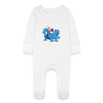 Boy Knight riding Blue Dragon - Grenouillère bio avec gants Bébé - blanc - Devant