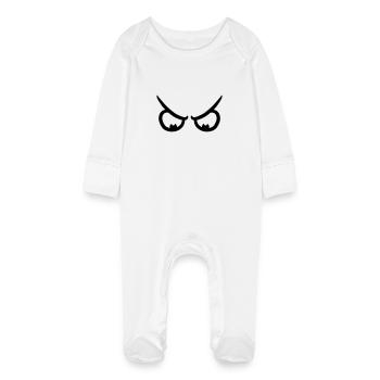 Angry Comic Eyes - Baby Organic Sleepsuit with Scratch Mitts - white - Front
