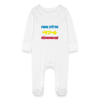 Fiere d'être reunionnaise - Grenouillère bio avec gants Bébé - blanc - Devant
