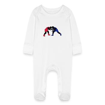 dessin sport lutte lutteur wrestling - Grenouillère bio avec gants Bébé - blanc - Devant