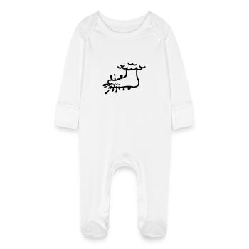 Gottes Fuß / gods foot (1c) - Baby Organic Sleepsuit with Scratch Mitts - white - Front